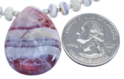 Sterling Silver Fancy Shell And Agate Bead Necklace BX120657